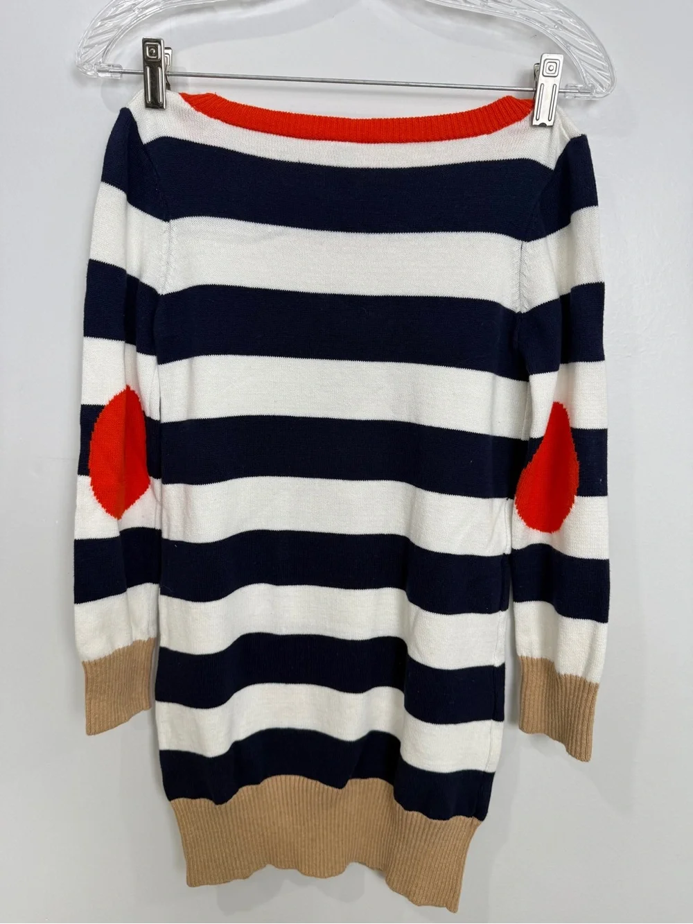Gymboree Navy & White Striped Sweater with Dog Intarsia and Red Trim